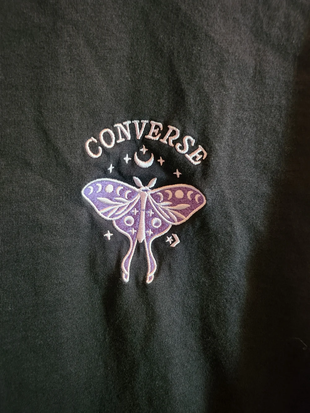 Converse Black T-Shirt with Purple  Butterfly Chest Logo - Picture 2 of 6